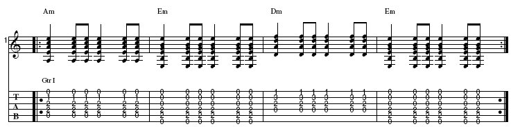 einfache Akkordprogression in A-Moll