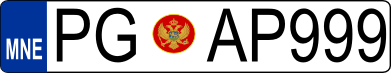 Номерной знак Черногории стандарта 2008 года