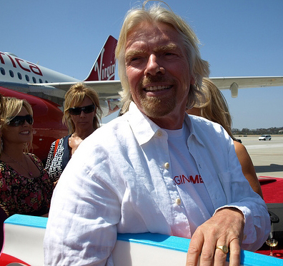 Branson in April 2009 at the launch of Virgin America in Orange County, California