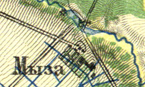El pueblo de Sashino en el mapa de 1860