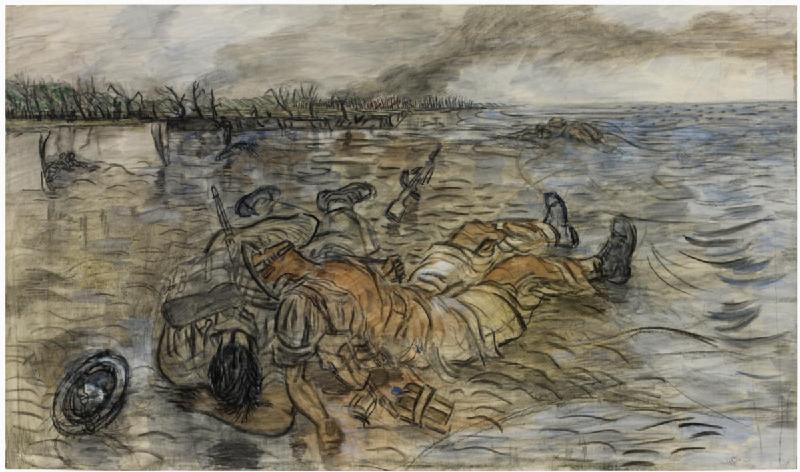 File:Arakan Campaign- Battle of Donbaik. Royal Inniskilling Fusiliers on the beaches, 18th February 1943 Art.IWMARTLD3682.jpg