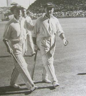 Bradman and Barnes during their partnership of 405