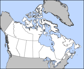 A map highlighting Canada's ten provinces and three territories in white. Canada map.PNG