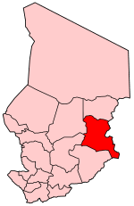 Letak Region Ouaddaï di Chad