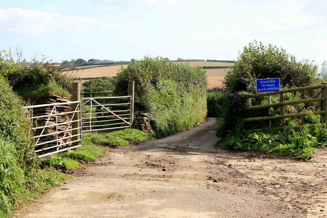 File:Narrow lane by Hendra farm - geograph.org.uk - 1538223.jpg