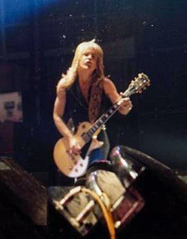 Randy Rhoads performing on stage in 1980