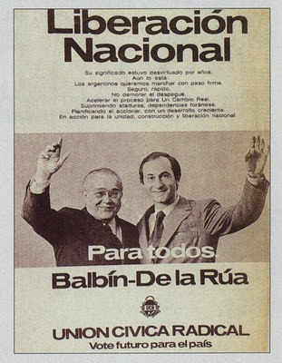 Afiche de campaña de la fórmula presidencial Balbín - De la Rúa.