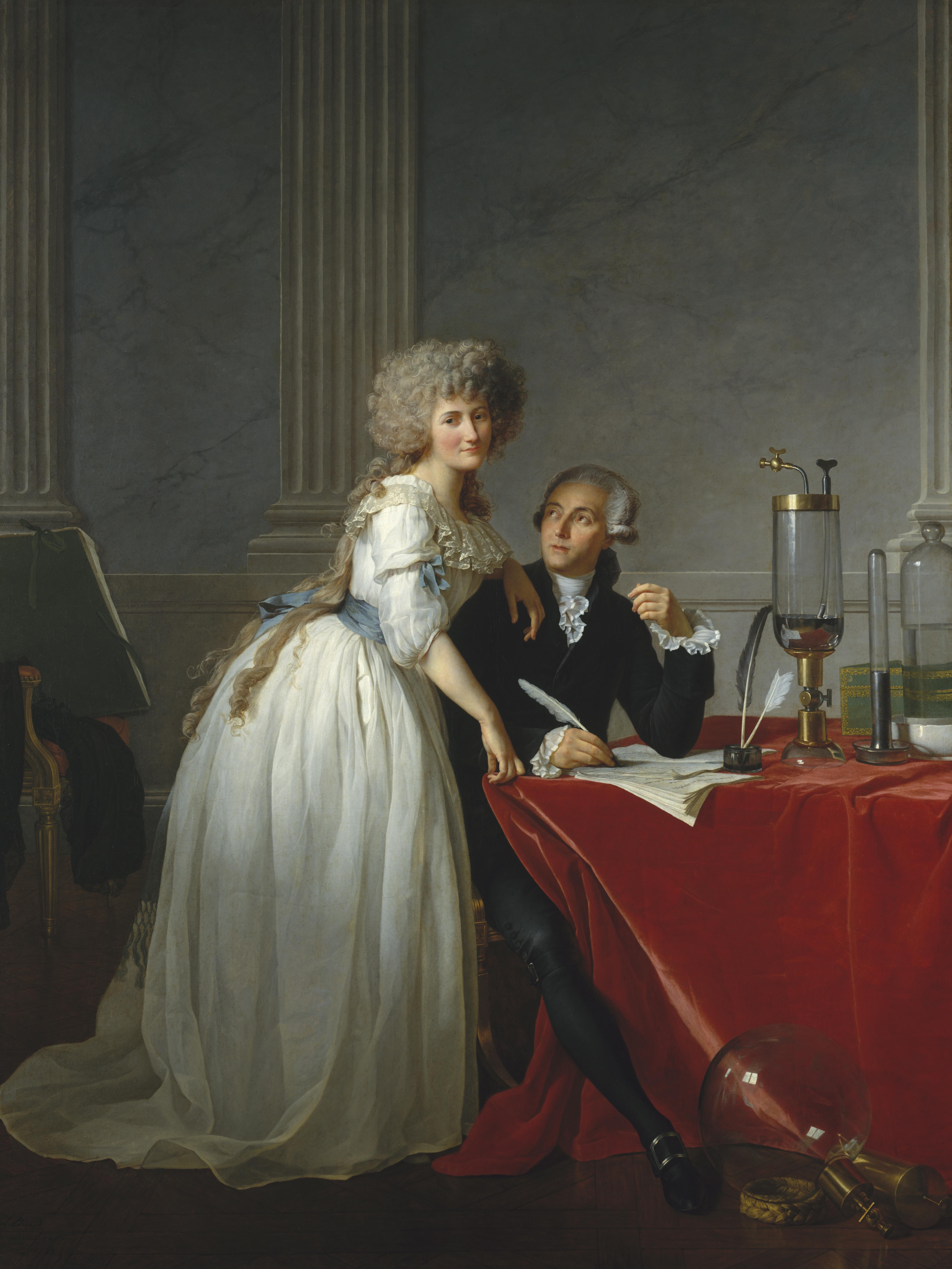 Porträtt av Antoine Lavoisier och hans fru och medhjälpare Marie-Anne. 
