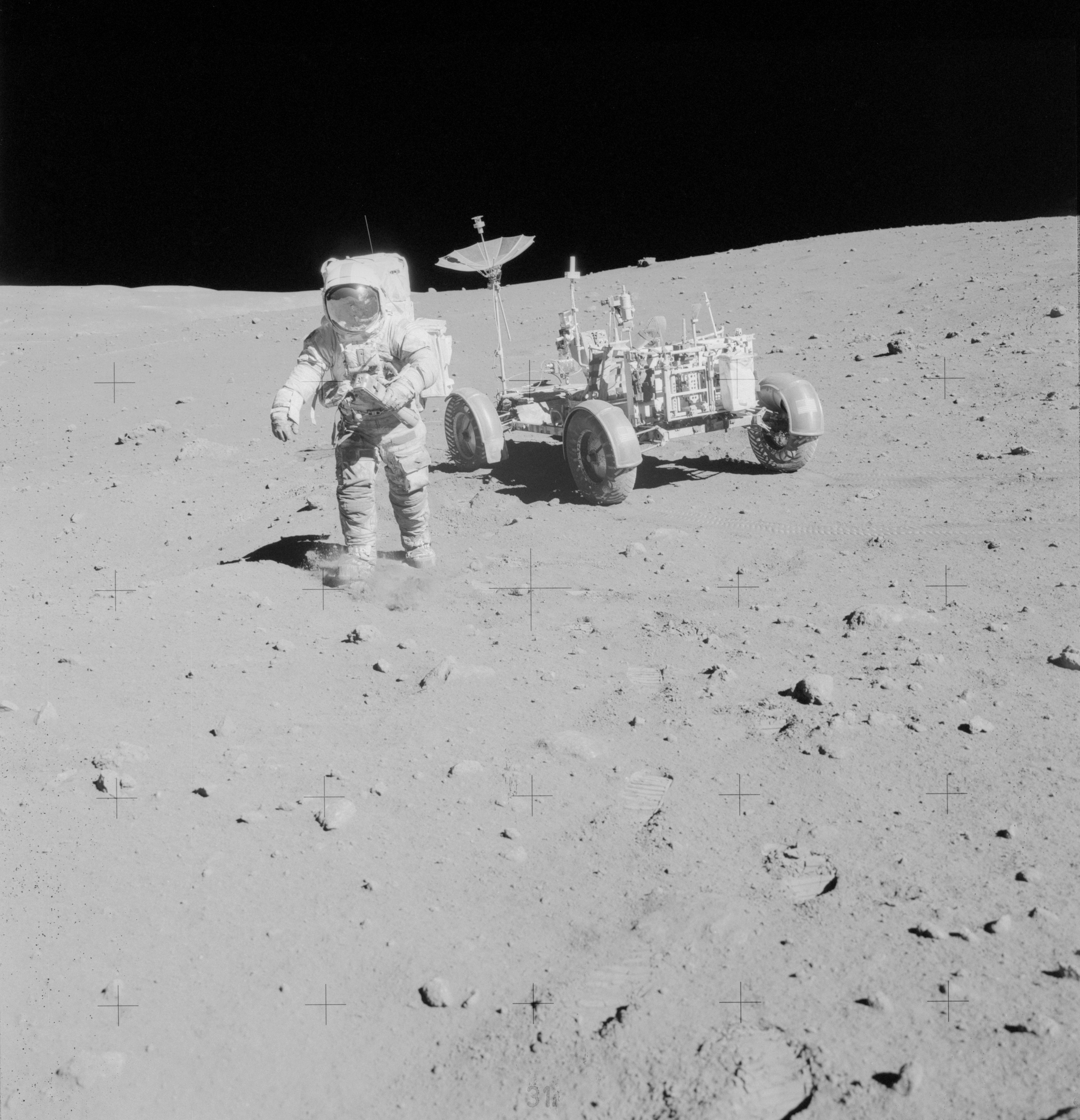 Scott Lunar Roving Vehicle Moonwalk EVA Apollo 15 24X24 PHOTO Astronaut David R 