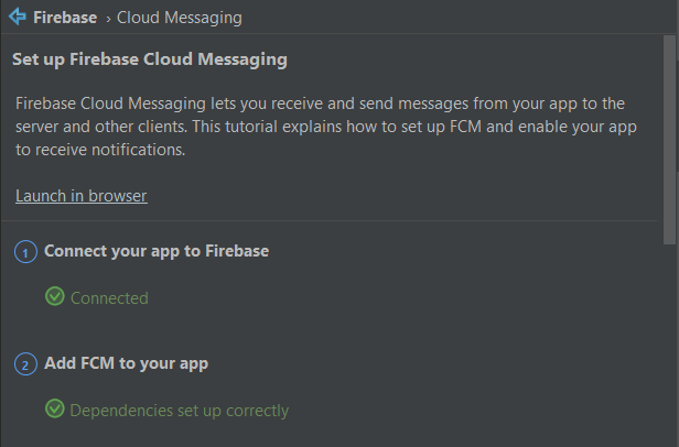 FCM afegit al projecte d'Android Studio