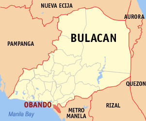 Mapa han Bulacan nga nagpapakita kon hain nahimutang an Obando