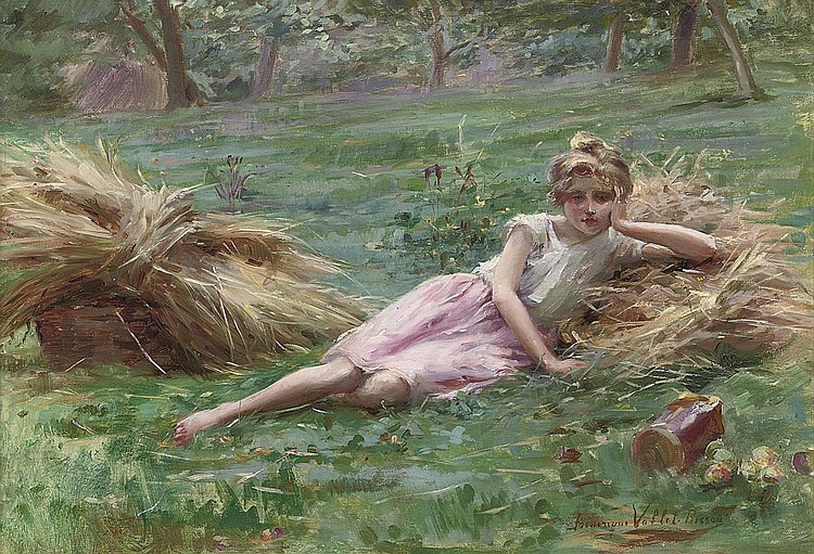 File:Vallet-Bisson, Young girl lying in the hay.jpg