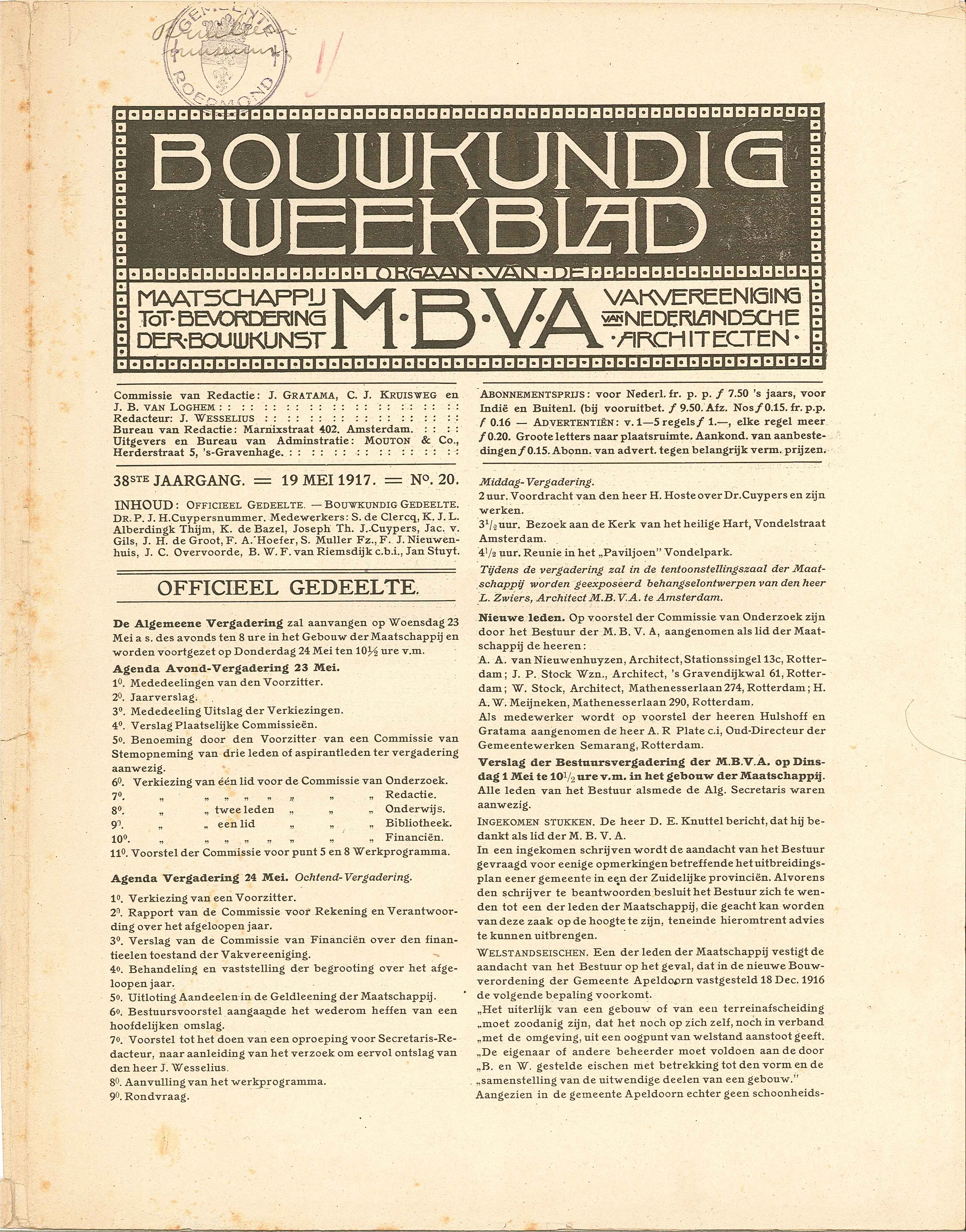 File Bouwkundig Weekblad Vol 038 No 0 Cuypershuis 04 Ae Title Page Recto Jpg Wikimedia Commons