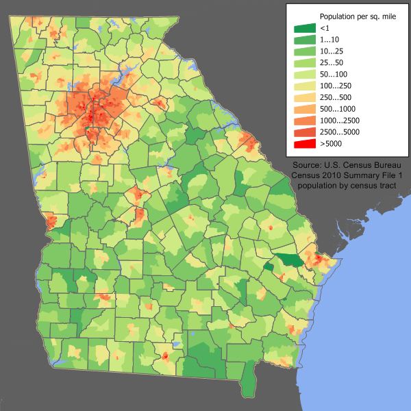 Georgia Racial Demographics Map File:georgia Population Map.png - Wikimedia Commons