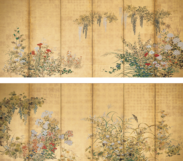 File:'Spring and Autumn Flowers, Fruits, and Grasses', 18th century, Japan, Edo period, Pair of six-fold screens.jpg