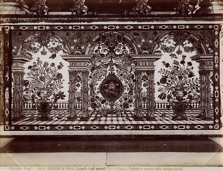 File:Brogi, Carlo (1850-1925) - n. 8242 - Certosa di Pavia - Cappella degli apostoli Pietro e Paolo - Paliotto in mosaico della famiglia Sacchi.jpg