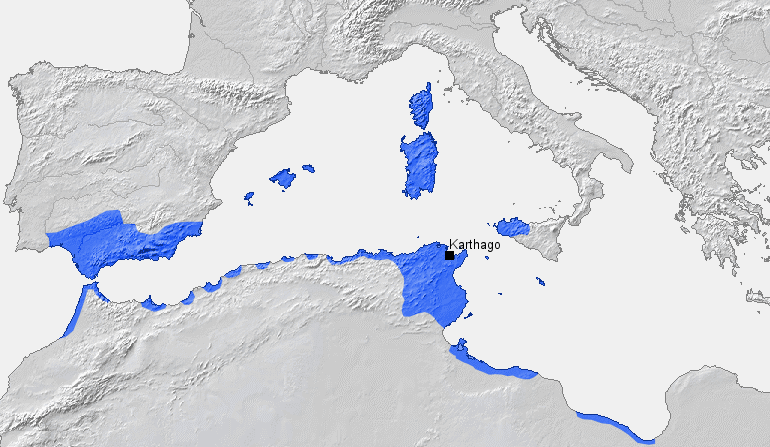 Geschichte des punischen Kriegs CarthageMapDe