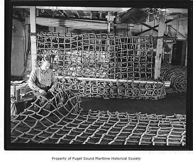 File:Rupert Broom making up a rope cargo net, probably in Seattle, n.d..jpg  - Wikimedia Commons