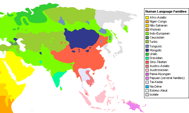 Языковые семьи азии карта