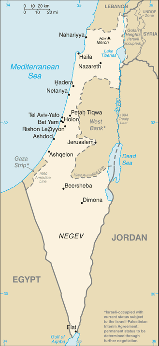 Mapa actual de l'estat d'Israel