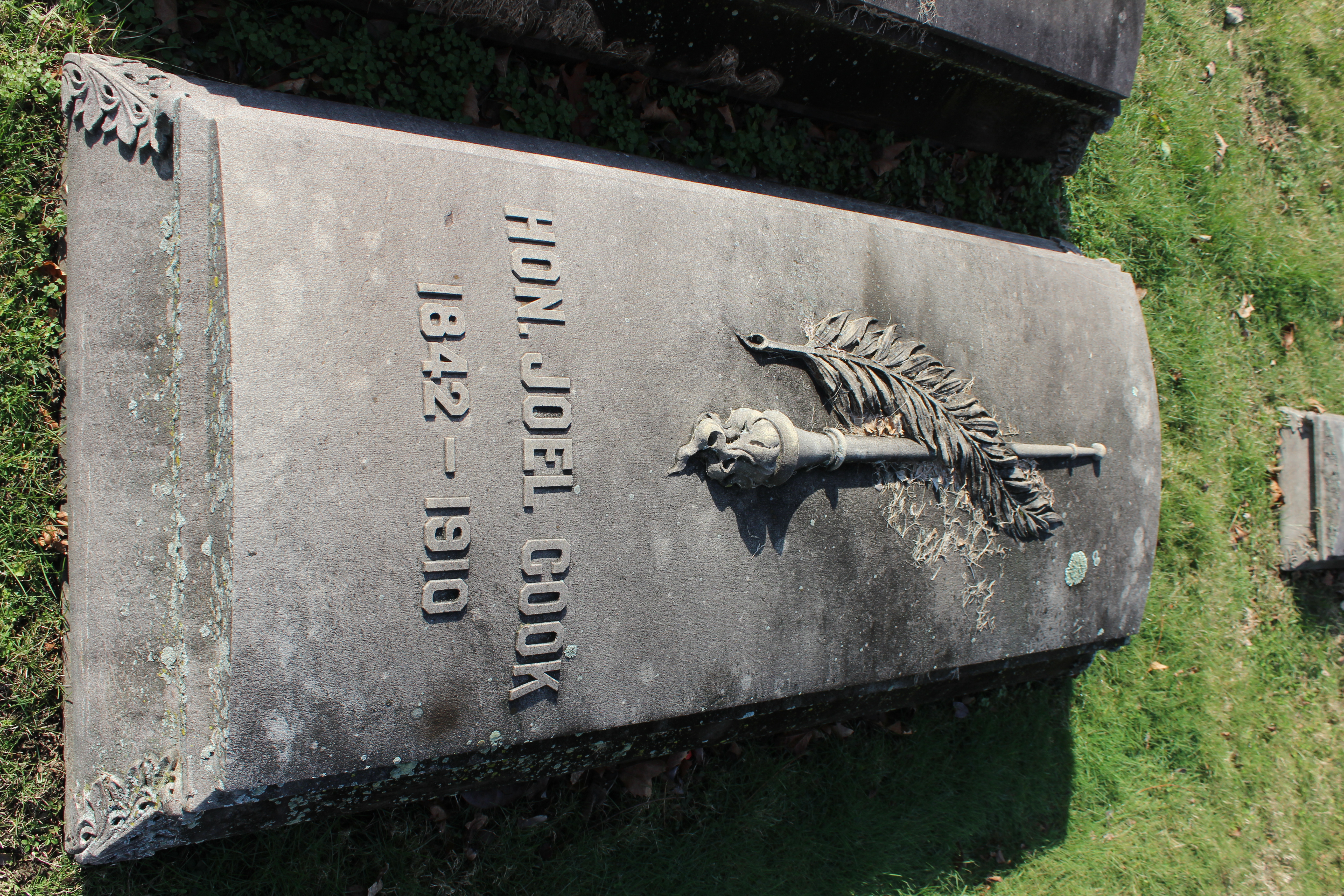 Joel Cook tombstone in [[Laurel Hill Cemetery