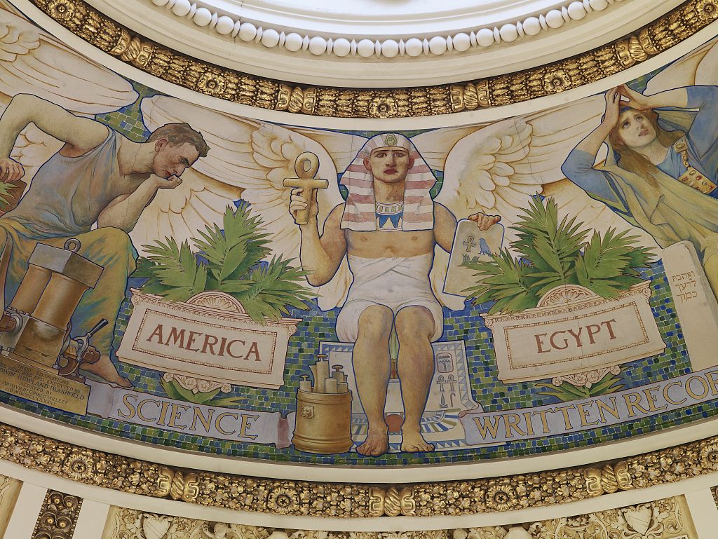 File Main Reading Room Detail Of Blashfield S Mural In Dome