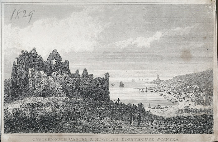 File:Oystermouth castle & Hoodles lighthouse, Swansea.jpeg