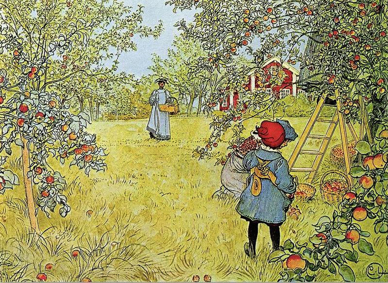 Картины собранные. Карл Ларссон the Apple Harvest. Carl Larsson. 1853-1919.Весна. Карл Ларссон ферма. Карл Ларссон красная шапочка.