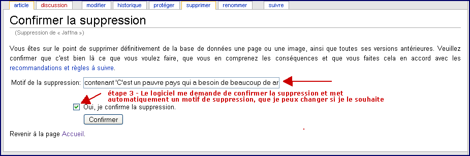 Suppression d'article sans historique