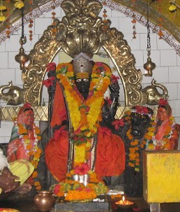 Khandoba with his wives at Mailar Mallanna temple, Khanapur near Bidar, Karnataka.