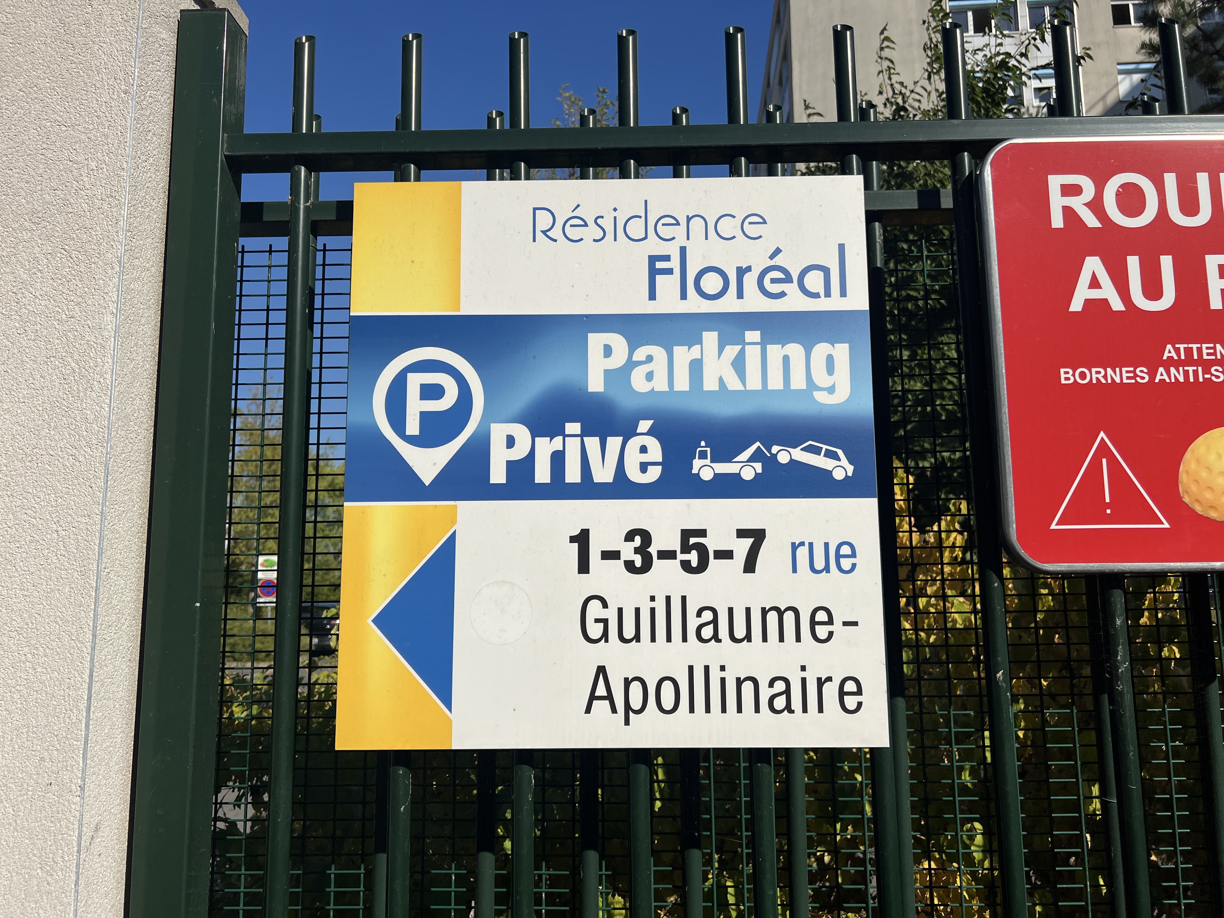 Panneau d'indication horizontal parking privé