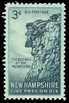 1955 New Hampshire issue depicting the Old Man of the Mountain StampOldManMountain.jpg