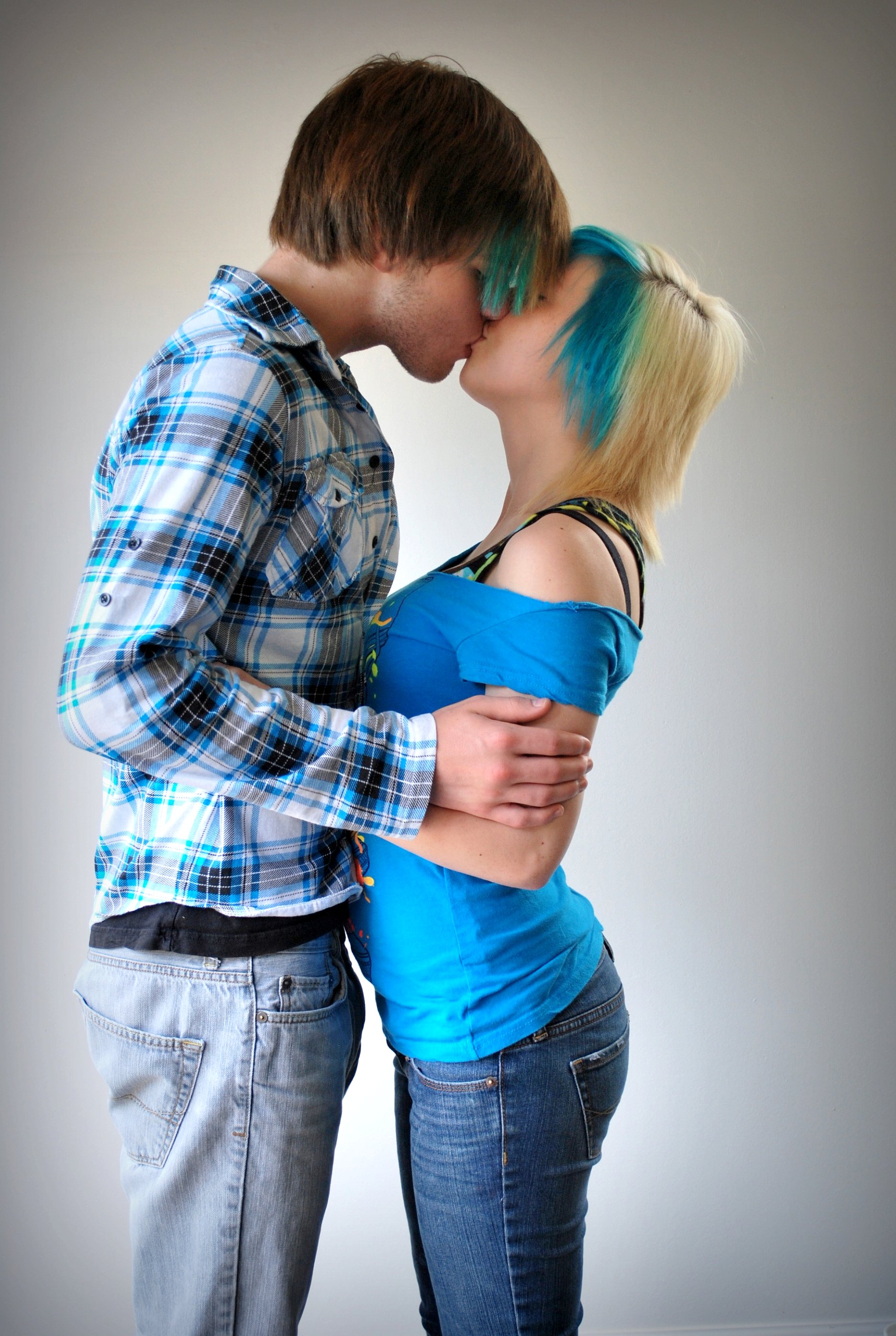 Young Teen Girl Kissing Boy