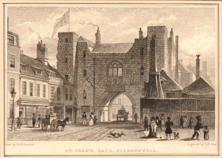 File:View of the south front of the St John's Gate Clerkenwell by Thomas Hosmer Shepherd.jpg