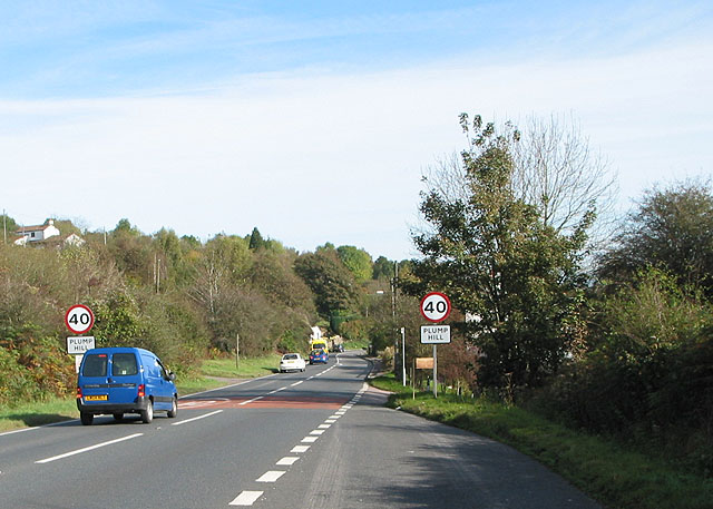 File:A4136 enters Plump Hill - geograph.org.uk - 587420.jpg