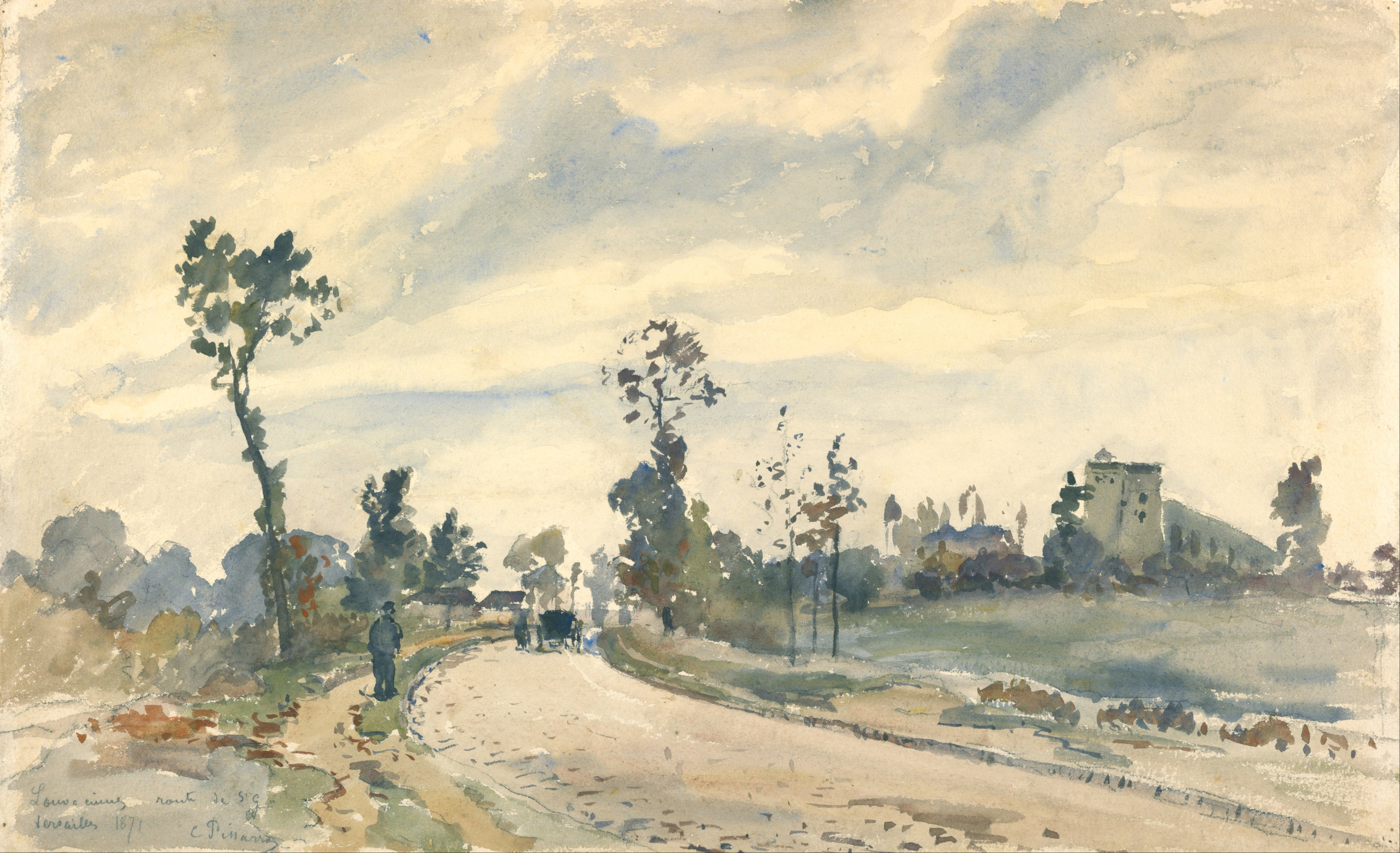 File:Camille Pissarro (French - Louveciennes, Route de Saint ...