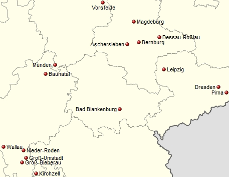 Location of the clubs in the East relay