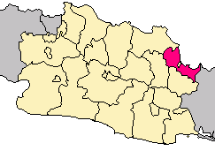 Lokasi Kabupaten Cirebon di Jawa Barat