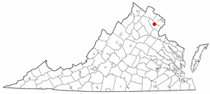 Location of Manassas in Virginia