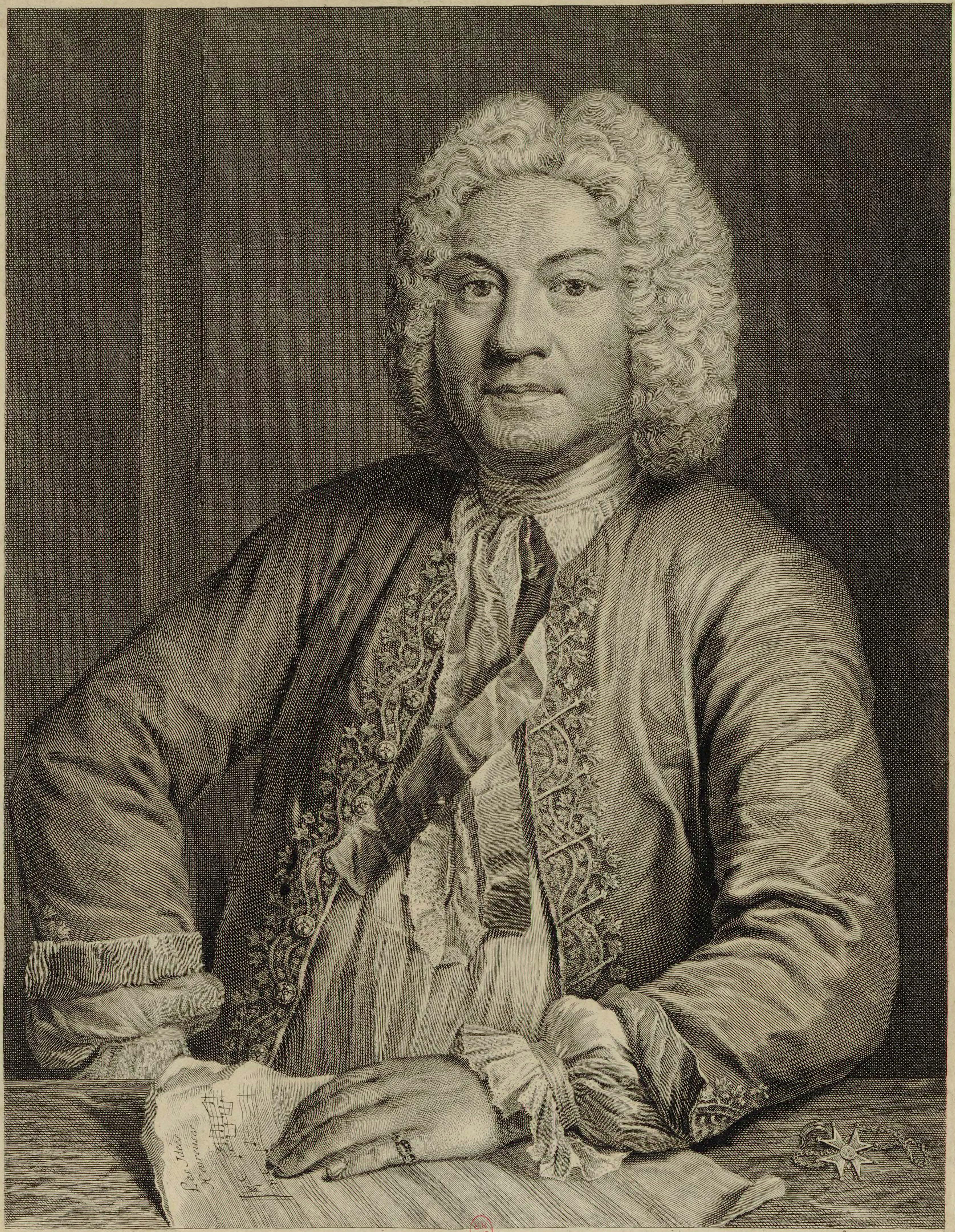 François Couperin, Kupferstich von Jean Jacques Flipart, 1735, nach André Bouys.