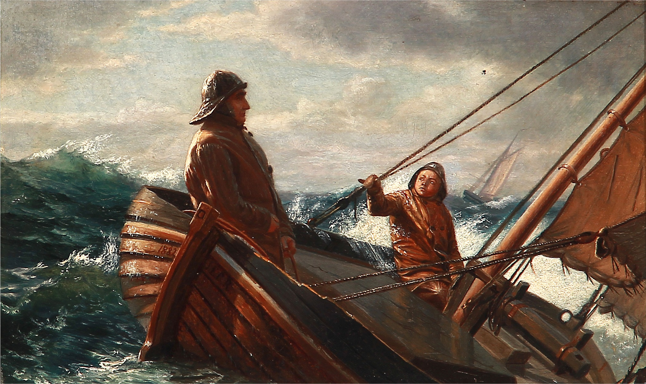 Человек должен перевезти в лодке. /Carl_Rasmussen (1841 - 1893) - датский художник-маринист.. Картина Рыбак. Человек в лодке. Рыбак в лодке.