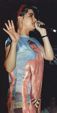 Kathleen Hanna was the lead singer of Bikini Kill, a riot grrrl music band formed in 1990.