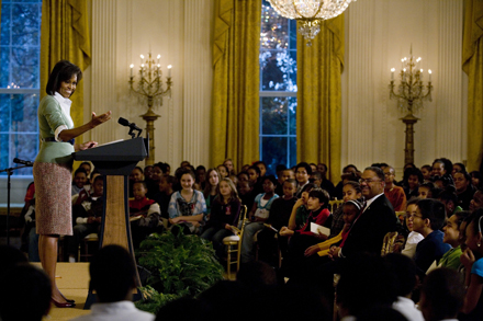 File:Michelle Obama speaks to students at the White House 2-18-09.jpg