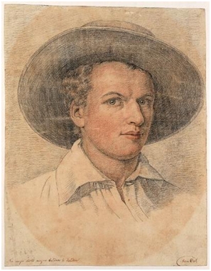 Self- portrait in red chalk, Pieter van Oort (1804-1834), Public domain, via Wikimedia Commons