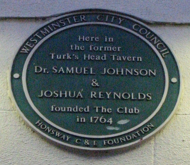 File:Turk's Head Tavern plaque 1764 London.jpg