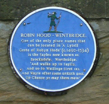 Blue Plaque commemorating Wentbridge's Robin Hood connections