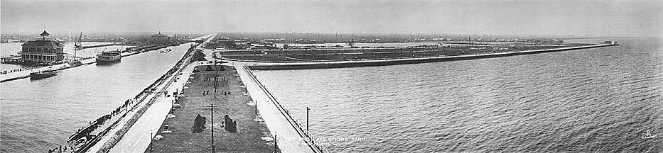 The New Basin Canal and adjacent West End Park in 1915, viewed from Lake Pontchartrain towards the City of New Orleans, three miles to the south. 1915wepanoramic.jpg