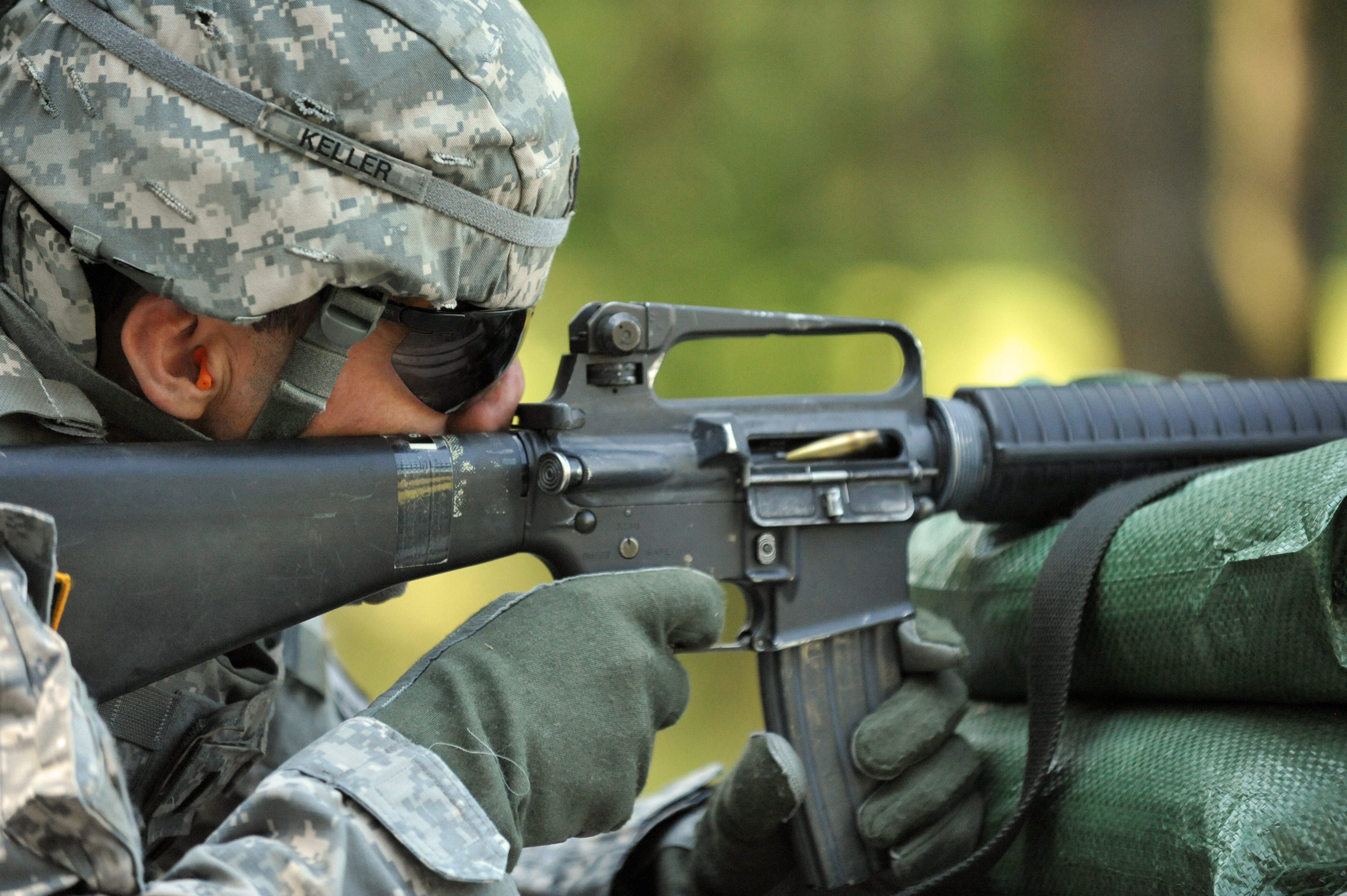 U.S. soldier fires M16A2. 