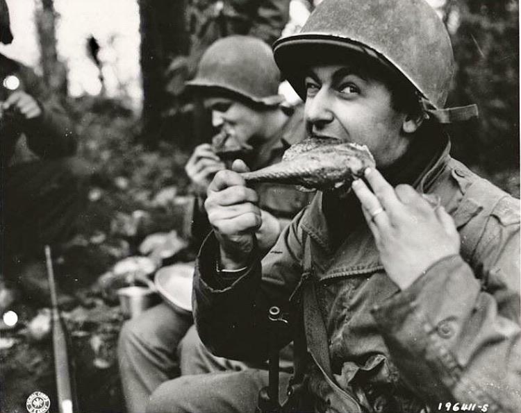 File:Cpl. Leo Kaller celebrating Thanksgiving while helping to liberate Western Europe in November 1944.jpg