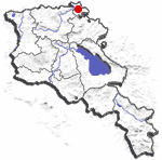 Location of Noyemberyan in Armenia